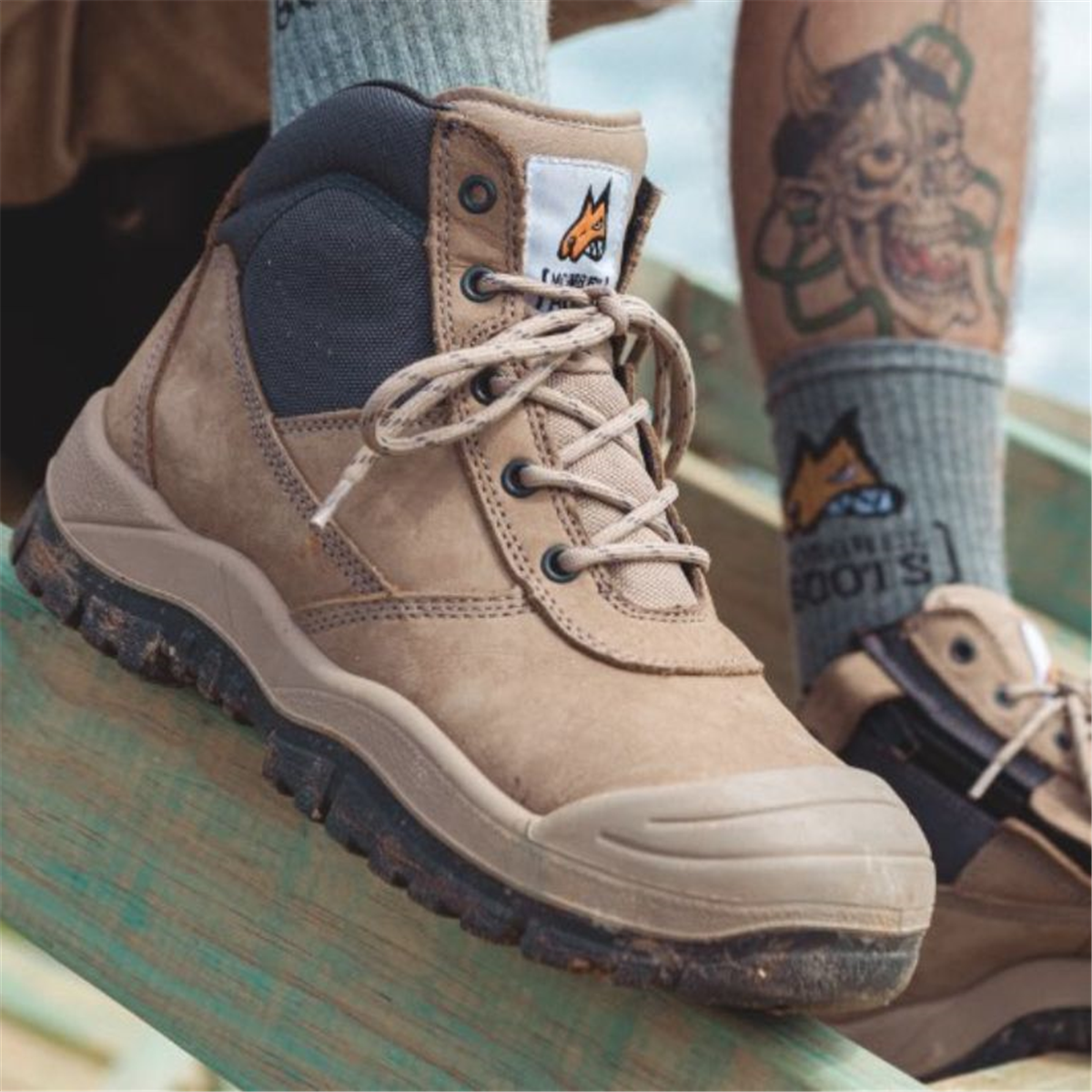Mongrel 461060 Zip Sider Safety Boot - Stone