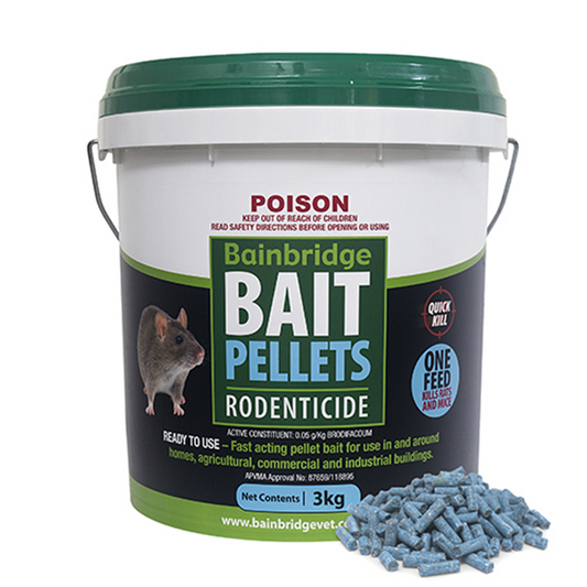 Bainbridge Rodent Bait Pellets – 3kg (Brodifacoum 0.05g/kg)