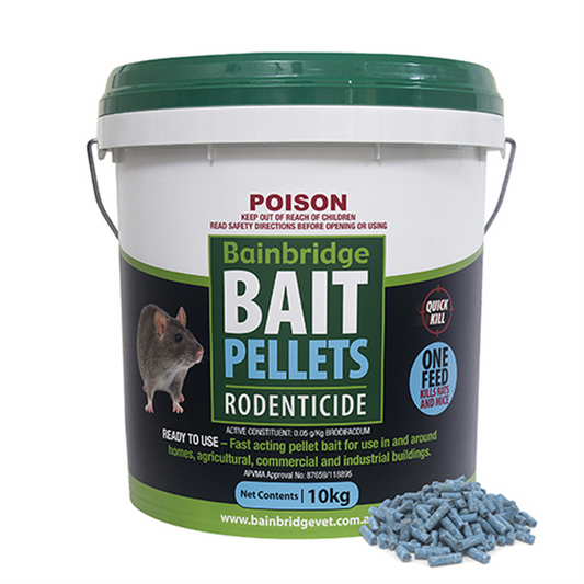 Bainbridge Rodent Bait Pellets – 10kg (Brodifacoum 0.05g/kg)