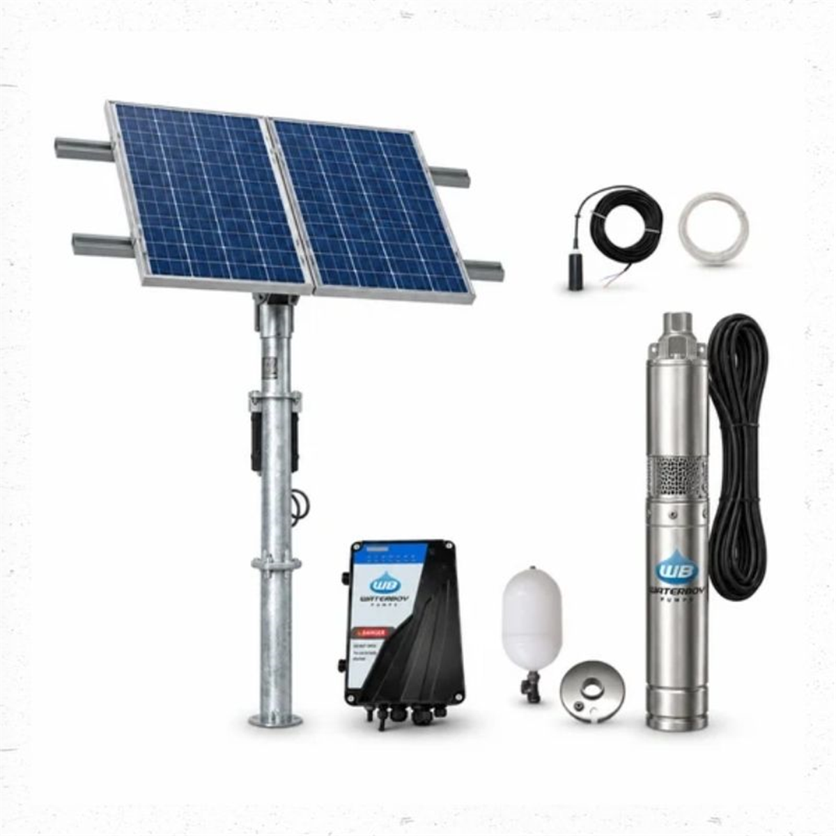 Waterboy 3HR300 Submersible Helical Solar Bore Pump Kit - 3 × 140W Solar Panels
