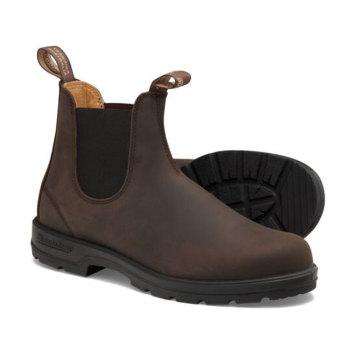 Profile view of the brown Blundstone 2340 Classic Series Chelsea boot featuring the dark elastic side gusset and a partial shot of the TPU outsole