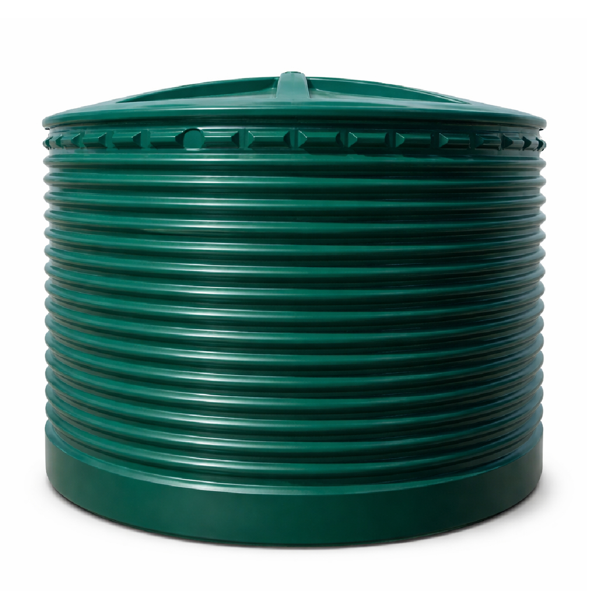Green plastic water storage tank on a white background